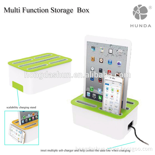 Custom storage box for multiple charger, save room multi smart mobile phone and tablet charging